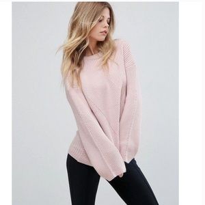 Vero Moda Ribbed Knit Bell Sleeve Sweater Powder Pink M